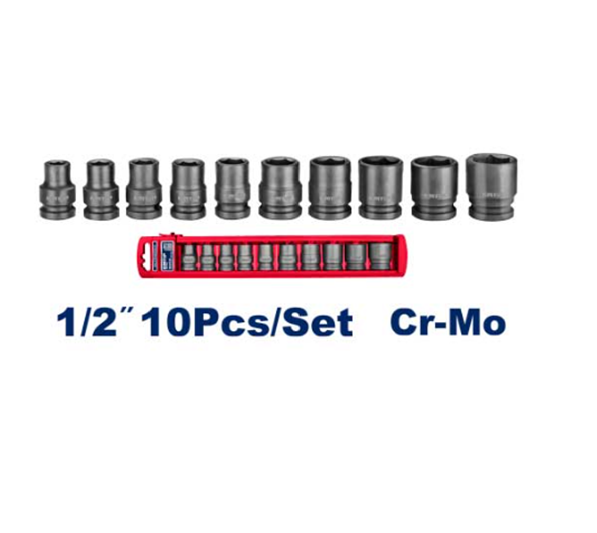 Emtop 10 Pcs 1/2inch Impact  Socket Set