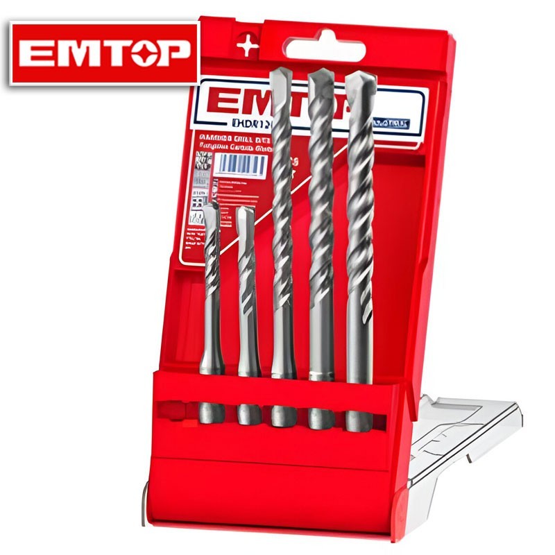 Emtop 5 Pcs SDS Plus Hammer Drill Bits Set