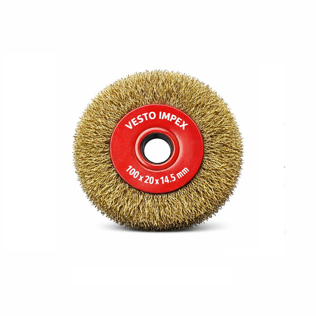 Brass Coated Cirular Wire Brush 100 x 20 x 14.5 mm