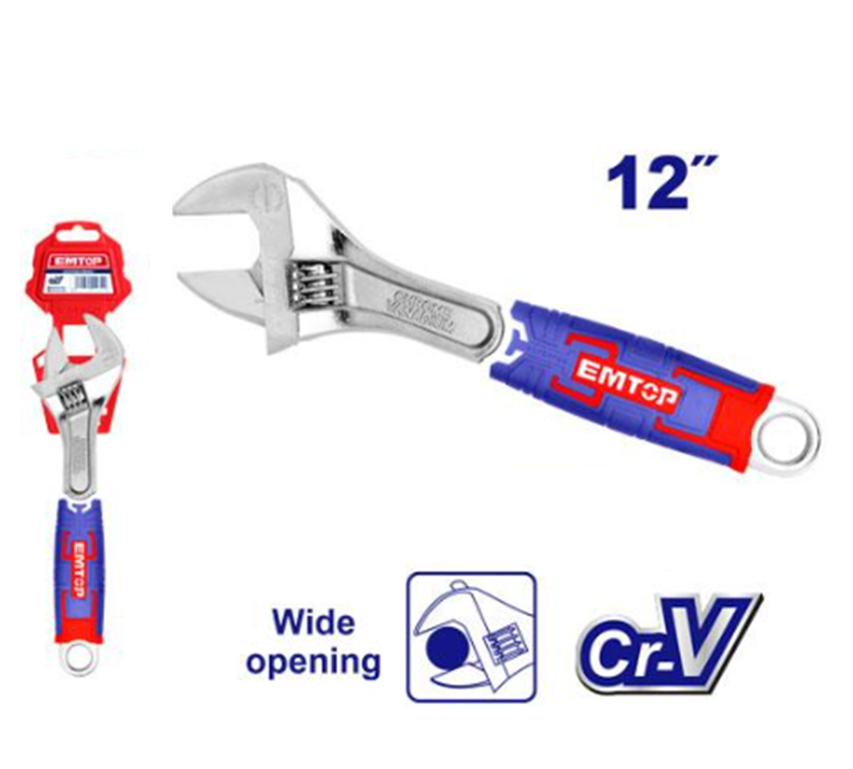 Emtop EAWH131201 Adjustable Wrench 12 inch