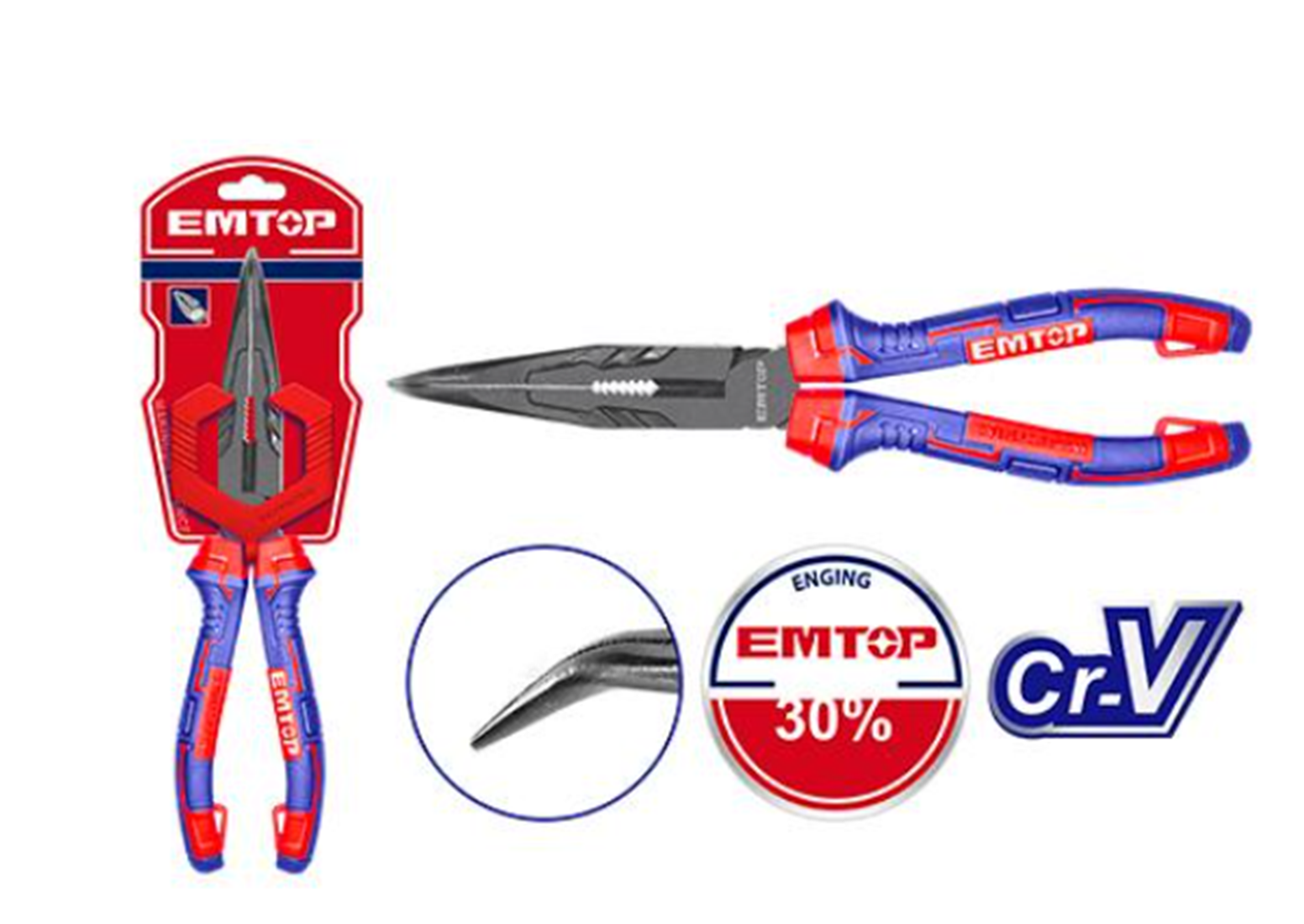 Emtop High Leverage Bent Nose Pliers 8 inch