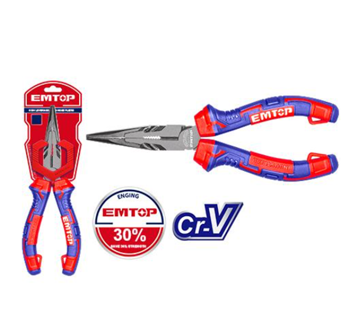 Emtop High Leverage Long Nose Pliers 8 inch