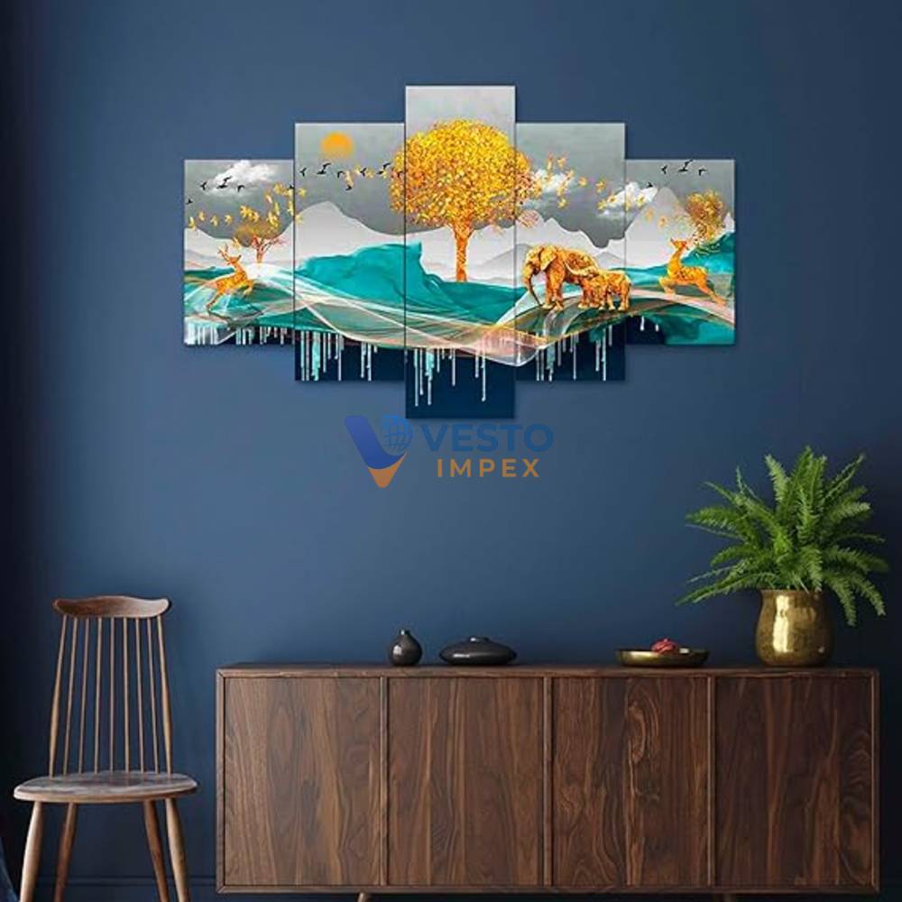 Thumbnail 2 of Elephant and Deer Wall Painting for Home Decoration