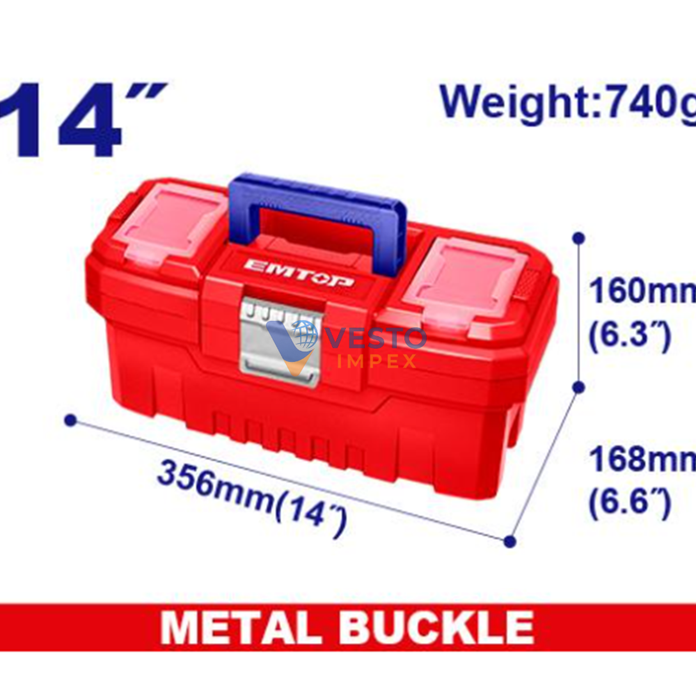 Emtop 14" Plastic Tool Box