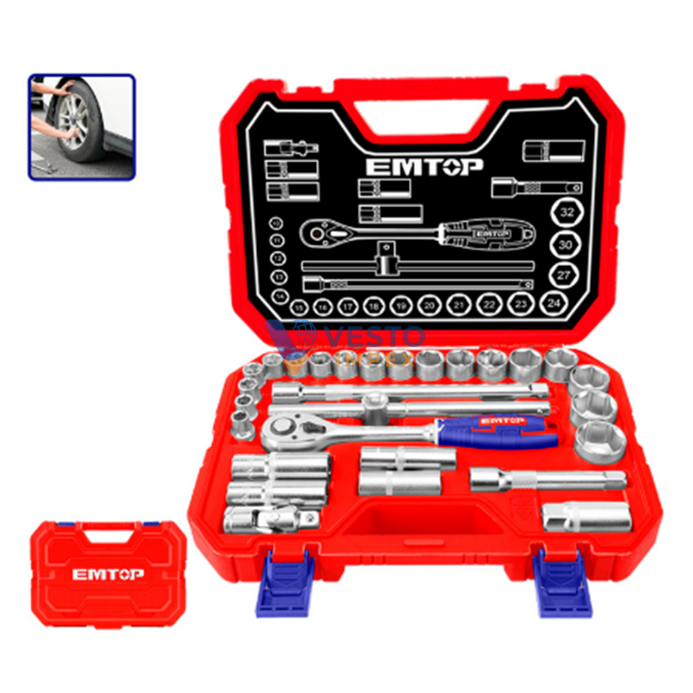 Emtop 28 Pcs 1/2″ socket set