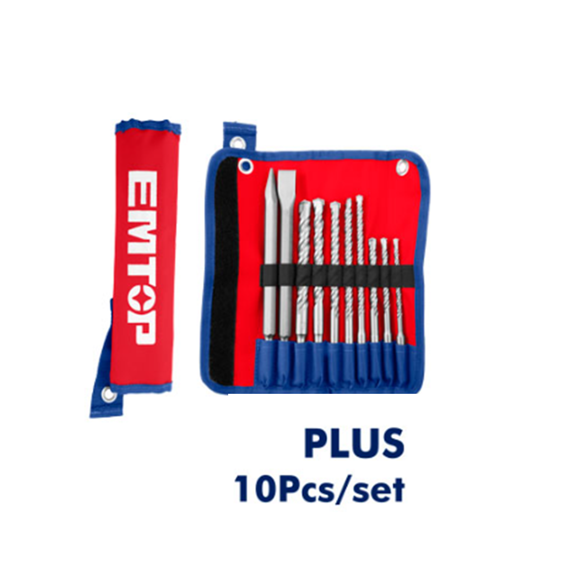 Emtop SDS Plus Hammer Drill Bits & Chisel Set
